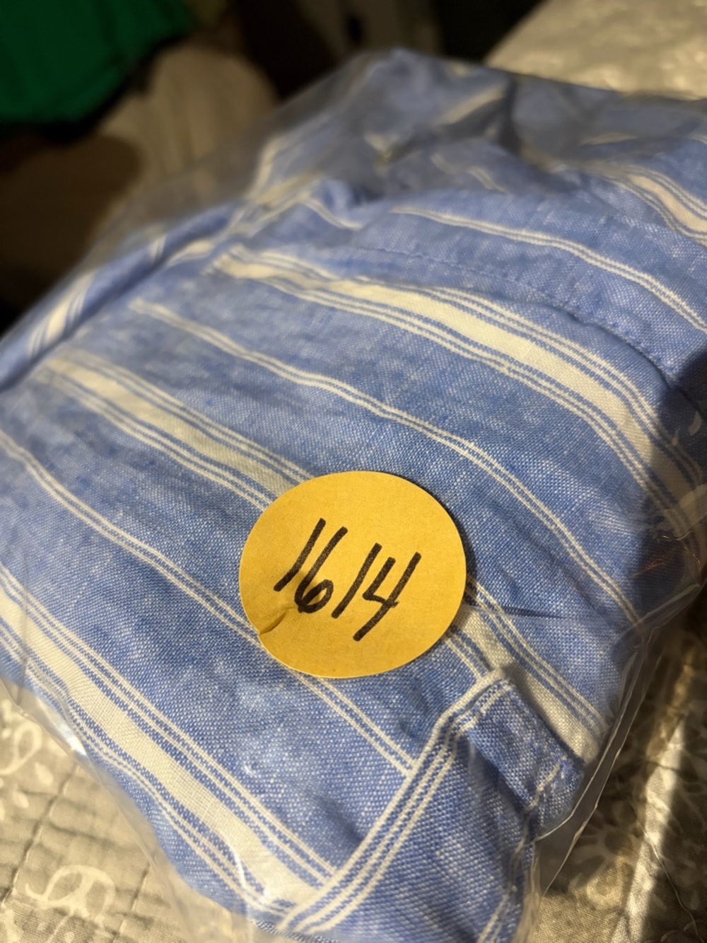 J. Jill Linen Shirt in Blue and White - Picture 8 of 8